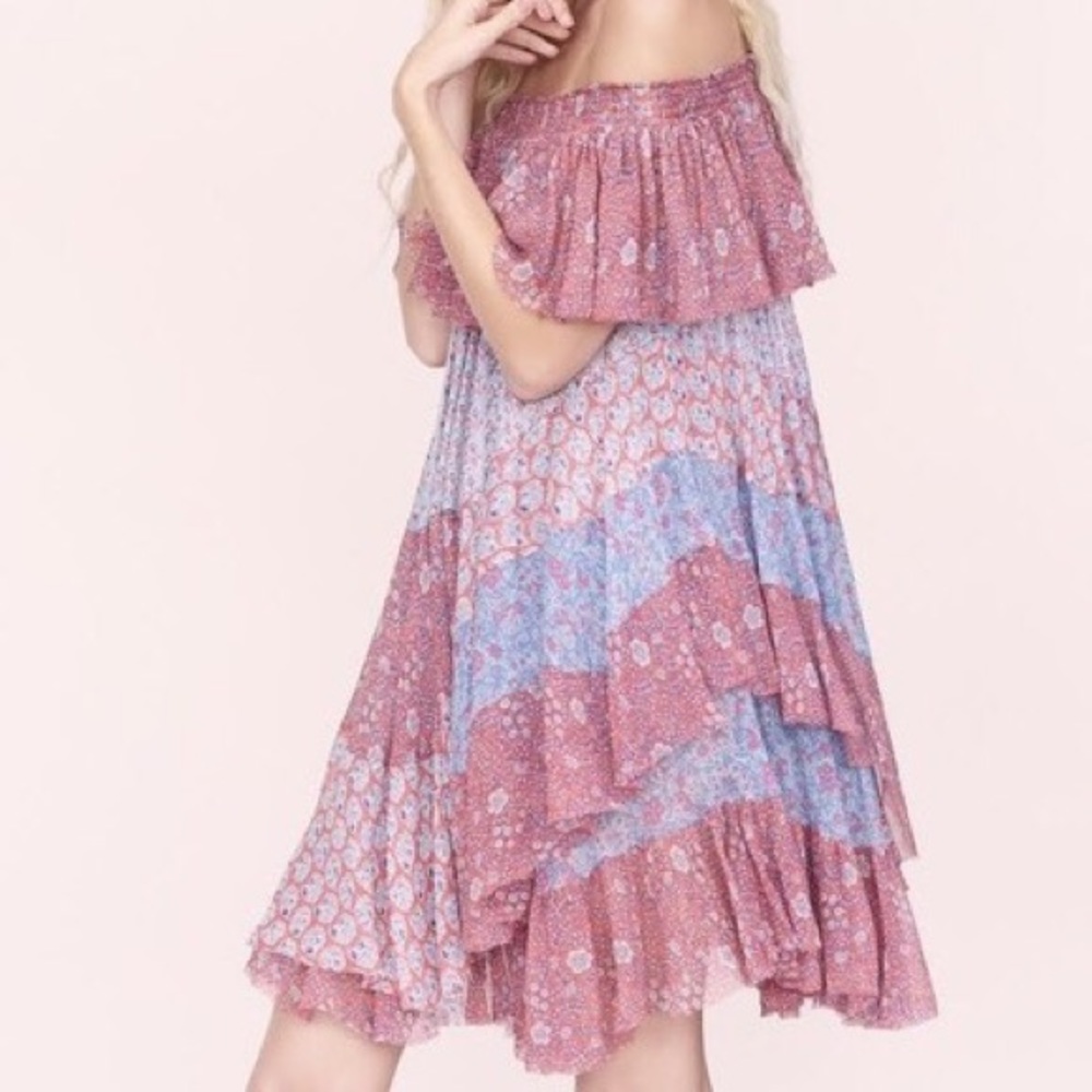 Rebecca Taylor Off Shoulder Silk Amanda Dress